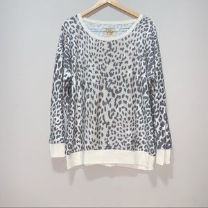 Chaser Sweater Leopard Long Sleeve Scoop Neck